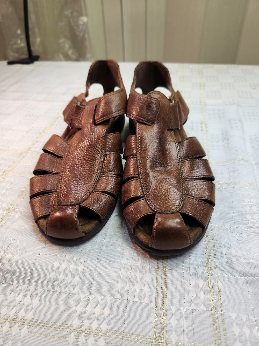 Cole Haan Brown Leather Fisherman-Style Sandals